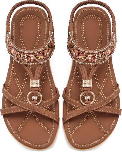 Alicegana Womens Sandals Comfortable Dressy: Soft Cushion Summer Sandals for All-Day Comfort - Bohemian Elastic Strap Casual Shoes for Walking & Vacation in Saudi Arabia