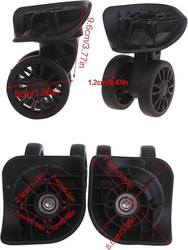 Duty Luggage Wheel Replacement Trolley Casters Double Row 360 Degree Suitcase Silent 2pcs / Set Black Luggage in Kuwait