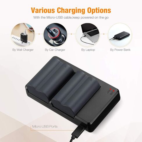 2Pcs BP-511 BP-511A Battery 2200mAh and Rapid Dual USB Charger | Compatible with Canon Eos 5D10D 20D 30D 40D 50D D300 D60 D30 PowerShot Pro1, G1, G2, G3, G5, G6 in Saudi Arabia