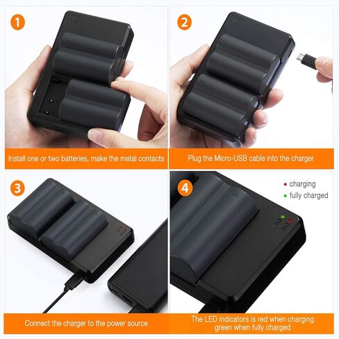 2Pcs BP-511 BP-511A Battery 2200mAh and Rapid Dual USB Charger | Compatible with Canon Eos 5D10D 20D 30D 40D 50D D300 D60 D30 PowerShot Pro1, G1, G2, G3, G5, G6 in Saudi Arabia