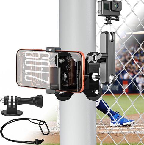 Charchendo Magnetic Fence Mount with All Metal Phone Holder, No-shake 360° Metal Arm Baseball Softball Net Camera Mount for GoPro, with Safety Tether, Compatible with iPhone, Mevo Start, Action Camera in Saudi Arabia