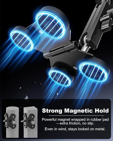 Charchendo Magnetic Fence Mount with All Metal Phone Holder, No-shake 360° Metal Arm Baseball Softball Net Camera Mount for GoPro, with Safety Tether, Compatible with iPhone, Mevo Start, Action Camera in Saudi Arabia