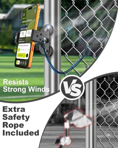 Charchendo Magnetic Fence Mount with All Metal Phone Holder, No-shake 360° Metal Arm Baseball Softball Net Camera Mount for GoPro, with Safety Tether, Compatible with iPhone, Mevo Start, Action Camera in Saudi Arabia