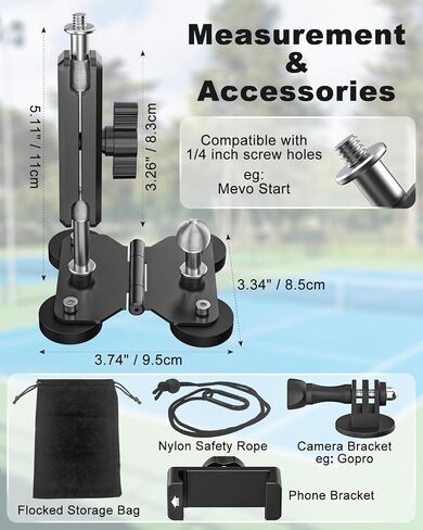 Charchendo Magnetic Fence Mount with All Metal Phone Holder, No-shake 360° Metal Arm Baseball Softball Net Camera Mount for GoPro, with Safety Tether, Compatible with iPhone, Mevo Start, Action Camera in Saudi Arabia