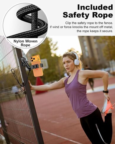 Charchendo Magnetic Fence Mount with All Metal Phone Holder, No-shake 360° Metal Arm Baseball Softball Net Camera Mount for GoPro, with Safety Tether, Compatible with iPhone, Mevo Start, Action Camera in Saudi Arabia