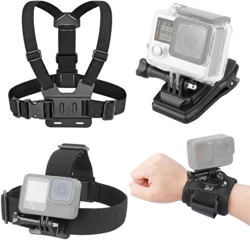 Action Camera Accessories Head Strap + Chest Mount + Wrist Strap+Backpack Clip Holder for Gopro Hero 13/12/11/10/9/, AKASO EK7000/Brave 4/7 LE/V50X, DJI Osmo, VEMONT/WOLFANG/Icefox/Apexcam in Saudi Arabia