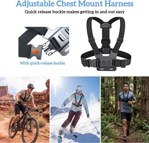 Action Camera Accessories Head Strap + Chest Mount + Wrist Strap+Backpack Clip Holder for Gopro Hero 13/12/11/10/9/, AKASO EK7000/Brave 4/7 LE/V50X, DJI Osmo, VEMONT/WOLFANG/Icefox/Apexcam in Saudi Arabia