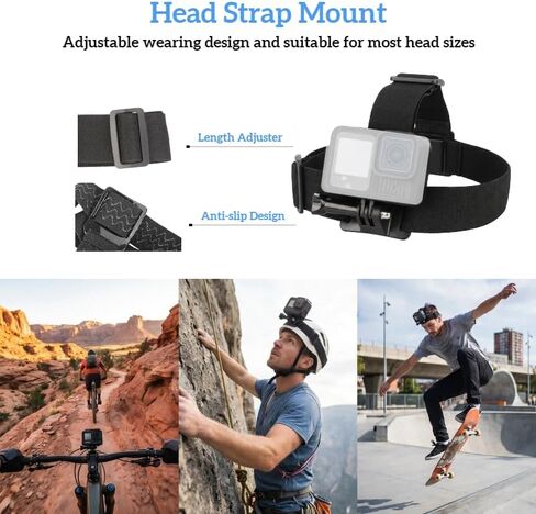 Action Camera Accessories Head Strap + Chest Mount + Wrist Strap+Backpack Clip Holder for Gopro Hero 13/12/11/10/9/, AKASO EK7000/Brave 4/7 LE/V50X, DJI Osmo, VEMONT/WOLFANG/Icefox/Apexcam in Saudi Arabia