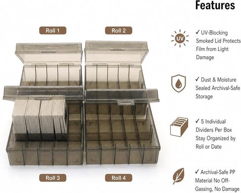 35mm Slide Storage Box, 4 Pack, 400-Slide Capacity | UV Protection, Dust & Moisture Proof, Clear Film Slide Organizer, For 135mm Mounted Slides in Saudi Arabia