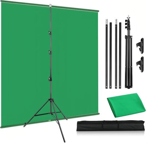 2-in-1 Green Backdrop Stand Kit, I-Frame Design - 8'(H) x 5'(W) Portable Photography Background Stand with 6.5 'x 5' Green Backdrop & Carry Bag for Video Streaming, Zoom Meetings, Parties in Saudi Arabia