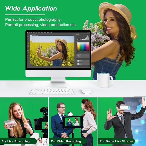 2-in-1 Green Backdrop Stand Kit, I-Frame Design - 8'(H) x 5'(W) Portable Photography Background Stand with 6.5 'x 5' Green Backdrop & Carry Bag for Video Streaming, Zoom Meetings, Parties in Saudi Arabia