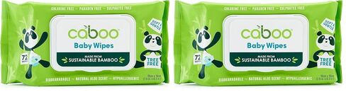 Caboo Tree Free Bamboo Baby Wipes, Eco Friendly Naturally Derived for Sensitive Skin, Resealable Peel Tab Travel, 72 Count (Pack of 2) in Kuwait