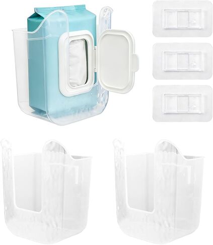 3Pcs Wall-Mounted Wipes Dispenser Holder for Bathroom, Transparent | Wet Tissue Dispenser Container, Refillable Kitchen Wipes Storage Box for Toilet Bathroom Bedroom in Saudi Arabia