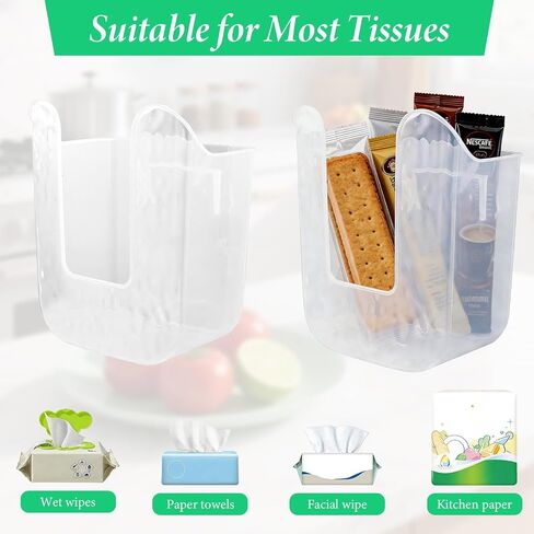 3Pcs Wall-Mounted Wipes Dispenser Holder for Bathroom, Transparent | Wet Tissue Dispenser Container, Refillable Kitchen Wipes Storage Box for Toilet Bathroom Bedroom in Saudi Arabia