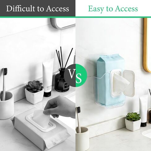 3Pcs Wall-Mounted Wipes Dispenser Holder for Bathroom, Transparent | Wet Tissue Dispenser Container, Refillable Kitchen Wipes Storage Box for Toilet Bathroom Bedroom in Saudi Arabia