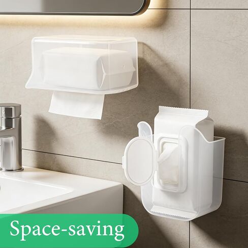 3Pcs Wall-Mounted Wipes Dispenser Holder for Bathroom, Transparent | Wet Tissue Dispenser Container, Refillable Kitchen Wipes Storage Box for Toilet Bathroom Bedroom in Saudi Arabia