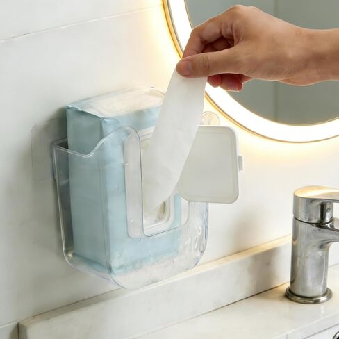 3Pcs Wall-Mounted Wipes Dispenser Holder for Bathroom, Transparent | Wet Tissue Dispenser Container, Refillable Kitchen Wipes Storage Box for Toilet Bathroom Bedroom in Saudi Arabia