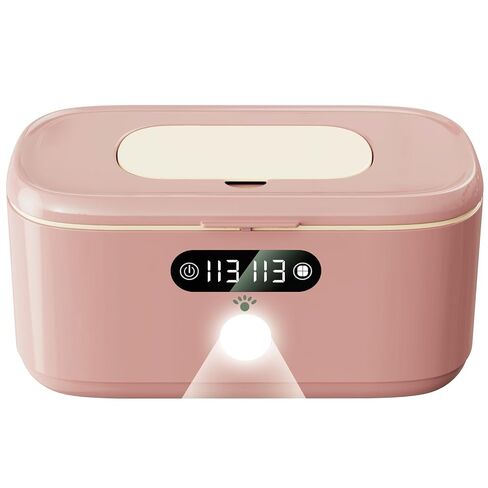 Wipe Wamer for Vehicle and Home Use, Baby Wet Wipes Dispenser and Diaper Wipe Warmer with Night Light,Temperature Display,No Need Water and Sponge, ℉ and ℃ Convertible (Pink, 110-240V) in Saudi Arabia