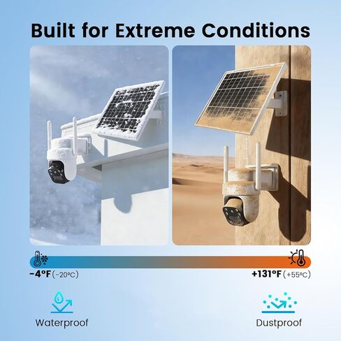 24/7 Recording AOV Outdoor Solar-Powered Security Camera - 100% Wireless Outdoor Home Surveillance Camera, PTZ Camera, Automatic Human Tracking, 2K Color Night Vision Support 5Ghz 2.4G WiFi in Kuwait