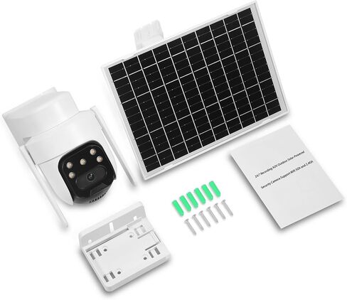 24/7 Recording AOV Outdoor Solar-Powered Security Camera - 100% Wireless Outdoor Home Surveillance Camera, PTZ Camera, Automatic Human Tracking, 2K Color Night Vision Support 5Ghz 2.4G WiFi in Kuwait