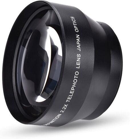 Camera Teleconverter Lens,67mm 2.2X Universal Teleconverter Lens Portable DSLR Cameras Accessory Metal Optical Glass Enhanced Magnification for Close Up Shoot Black in Kuwait