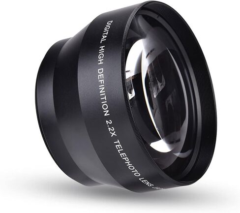 Camera Teleconverter Lens,67mm 2.2X Universal Teleconverter Lens Portable DSLR Cameras Accessory Metal Optical Glass Enhanced Magnification for Close Up Shoot Black in Kuwait