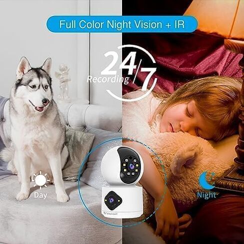 VSTARCAM 720P Double-Lens Indoor Cameras for Home Security, Color Night Vision, Motion Detection, Two-Way Audio in Saudi Arabia