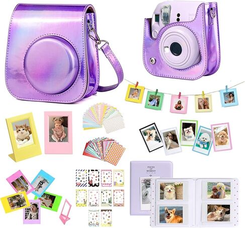 Mini 12 Accessories for Fujifilm Instax Mini 12/11 Instant Camera | Include Mini 12/11 Case, 64 Photo Album, 5 Magnetic Frames, 17 Mini Picture Frames and 50 Stickers, Magic Purple, No Camera in Saudi Arabia