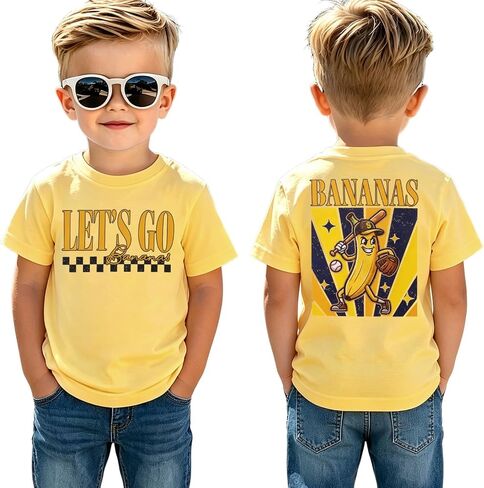 Ritatte Toddler Boys Bananas Baseball Shirts Kids Banana Graphic Tee Team Fan T-Shirt Game Day Short Sleeve Top in Kuwait