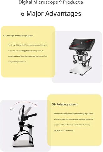 7 Inch Digital Microscope Including Screen USB Connection Multiple Function Captures Capability LED Light for Observation Microscope in Saudi Arabia