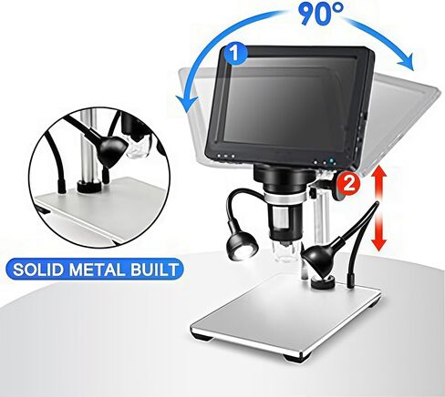 7 Inch Digital Microscope Including Screen USB Connection Multiple Function Captures Capability LED Light for Observation Microscope in Saudi Arabia