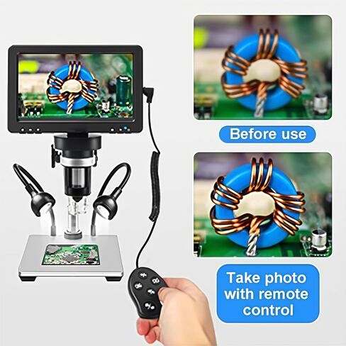 7 Inch Digital Microscope Including Screen USB Connection Multiple Function Captures Capability LED Light for Observation Microscope in Saudi Arabia