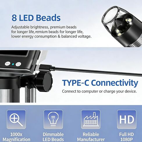 Portable 4.3 Inch LCD Digital Microscope with 1000X Magnification and Bright Lighting for Hobbyists Microscope with Built in Screen in Saudi Arabia