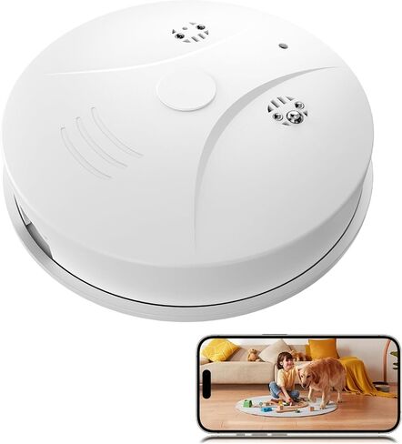 1080P HD Wireless Camera Smoke Detector for Home Security with App Control & Motion Detection,WiFi Indoor Camera with Night Vision & Loop Recording for Office,Shop,Pet in Kuwait