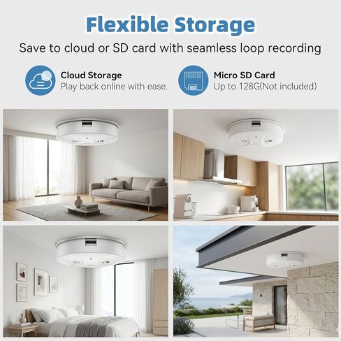 1080P HD Wireless Camera Smoke Detector for Home Security with App Control & Motion Detection,WiFi Indoor Camera with Night Vision & Loop Recording for Office,Shop,Pet in Kuwait