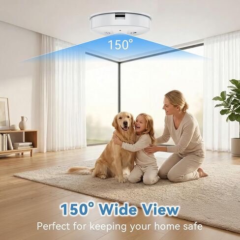 1080P HD Wireless Camera Smoke Detector for Home Security with App Control & Motion Detection,WiFi Indoor Camera with Night Vision & Loop Recording for Office,Shop,Pet in Kuwait