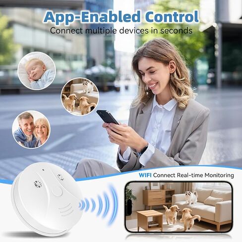 1080P HD Wireless Camera Smoke Detector for Home Security with App Control & Motion Detection,WiFi Indoor Camera with Night Vision & Loop Recording for Office,Shop,Pet in Kuwait