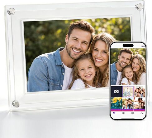 5 Inch Acrylic Video Picture Frame with 4GB Memory, Digital Motion Video Loop Player with Sound, Rechargeable Desktop Display for Home Decor,Desk Setup,Pet Memorial, No WiFi Needed in Kuwait