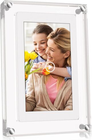 5 Inch Acrylic Video Picture Frame with 4GB Memory, Digital Motion Video Loop Player with Sound, Rechargeable Desktop Display for Home Decor,Desk Setup,Pet Memorial, No WiFi Needed in Kuwait
