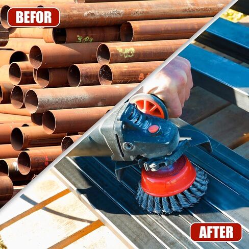 7 Pack Wire Wheel for Angle Grinder, 5/8-11UNC Threaded Arbor Wire Brush, Heavy-Duty for Rust Removal, Paint Stripping & Wood Polishing, Compatible with 4 1/2" Angle Grinder in Saudi Arabia