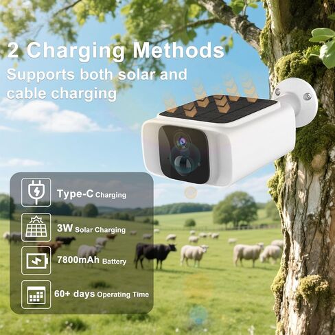 4G LTE Cellular Security Camera Outdoor Wireless, 365-Day Unlimited Data | No WiFi Solar Powered Security Camera, 2K Color Night Vision, PIR Motion Detection, 2 Way Talk,64GB SD Card in Saudi Arabia