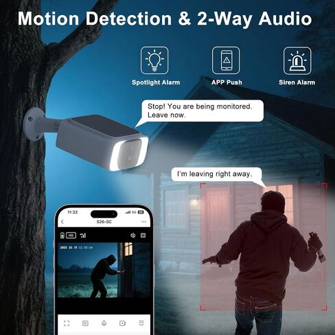4G LTE Cellular Security Camera Outdoor Wireless, 365-Day Unlimited Data | No WiFi Solar Powered Security Camera, 2K Color Night Vision, PIR Motion Detection, 2 Way Talk,64GB SD Card in Saudi Arabia