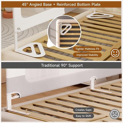 3-Sided Toddler Bed Rail for King Size Beds, Extra Tall Baby Guard Bed Rail | Reinforced Bed Rails for Baby, Adjustable 2–13" Mattress Fit, No-Drill, Foldable, Safety Child-lock Bedrail for Co-Sleeping in Saudi Arabia