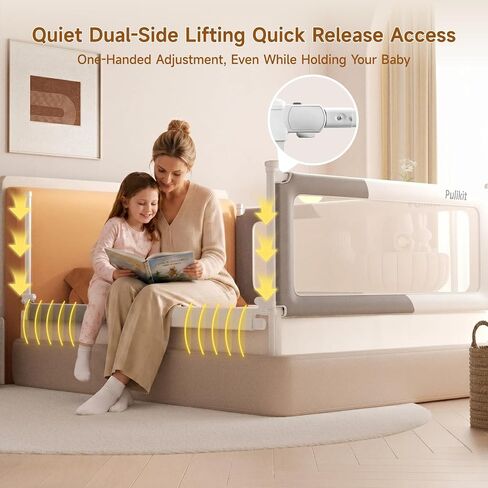 3-Sided Toddler Bed Rail for King Size Beds, Extra Tall Baby Guard Bed Rail | Reinforced Bed Rails for Baby, Adjustable 2–13" Mattress Fit, No-Drill, Foldable, Safety Child-lock Bedrail for Co-Sleeping in Saudi Arabia