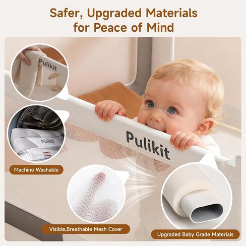 3-Sided Toddler Bed Rail for King Size Beds, Extra Tall Baby Guard Bed Rail | Reinforced Bed Rails for Baby, Adjustable 2–13" Mattress Fit, No-Drill, Foldable, Safety Child-lock Bedrail for Co-Sleeping in Saudi Arabia
