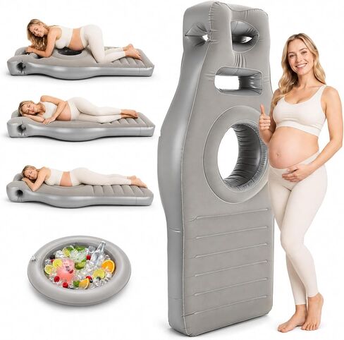 Inflatable Pregnancy Pillow with Belly & Head Hole, Prone Pregnancy Pillow for Stomach Sleepers, Pregnancy Pool Float for Tummy Massage, Maternity Airbed, Mattress for Pregnant Women Back Pain Relief in Saudi Arabia