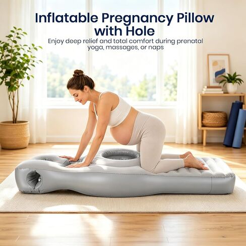 Inflatable Pregnancy Pillow with Belly & Head Hole, Prone Pregnancy Pillow for Stomach Sleepers, Pregnancy Pool Float for Tummy Massage, Maternity Airbed, Mattress for Pregnant Women Back Pain Relief in Saudi Arabia