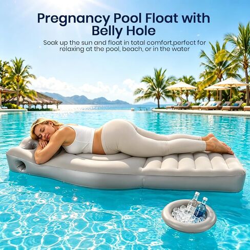 Inflatable Pregnancy Pillow with Belly & Head Hole, Prone Pregnancy Pillow for Stomach Sleepers, Pregnancy Pool Float for Tummy Massage, Maternity Airbed, Mattress for Pregnant Women Back Pain Relief in Saudi Arabia