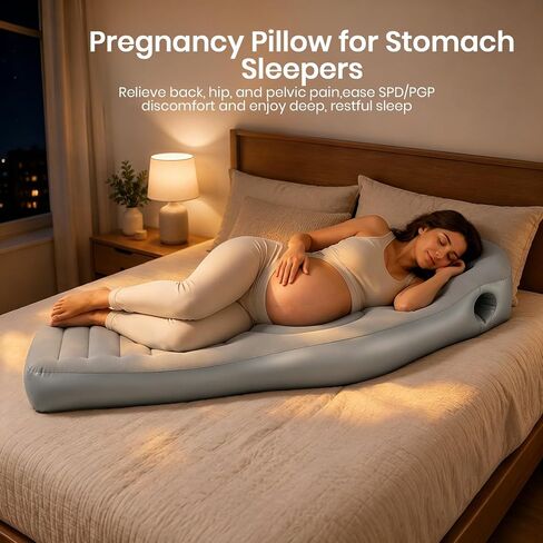 Inflatable Pregnancy Pillow with Belly & Head Hole, Prone Pregnancy Pillow for Stomach Sleepers, Pregnancy Pool Float for Tummy Massage, Maternity Airbed, Mattress for Pregnant Women Back Pain Relief in Saudi Arabia