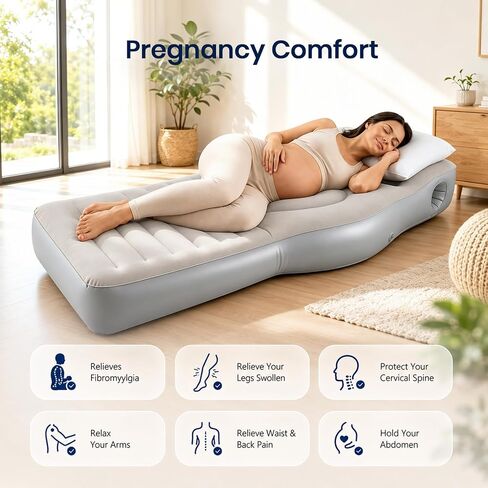 Inflatable Pregnancy Pillow with Belly & Head Hole, Prone Pregnancy Pillow for Stomach Sleepers, Pregnancy Pool Float for Tummy Massage, Maternity Airbed, Mattress for Pregnant Women Back Pain Relief in Saudi Arabia